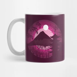 Pagoda Mount Fuji Silhouette Illustration Mug